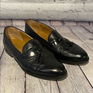 Johnston & Murphy Mens Black Leather Tassel Oxfords Slip-Ons size 11 1/2